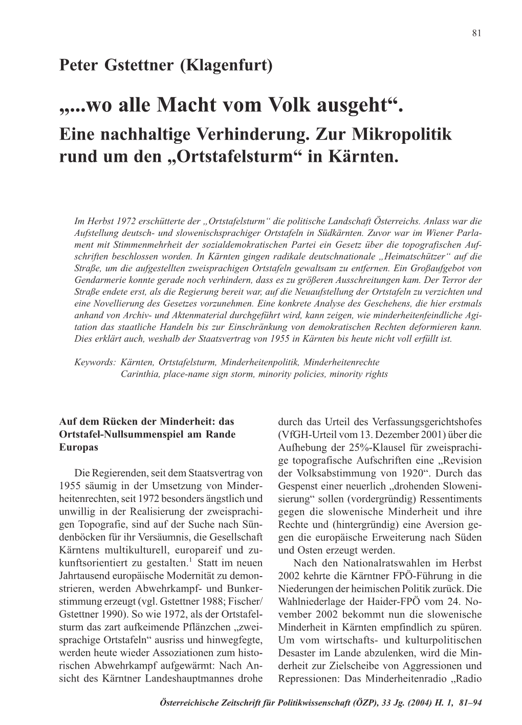 Peter Gstettner (Klagenfurt) „...Wo Alle Macht Vom Volk Ausgeht“