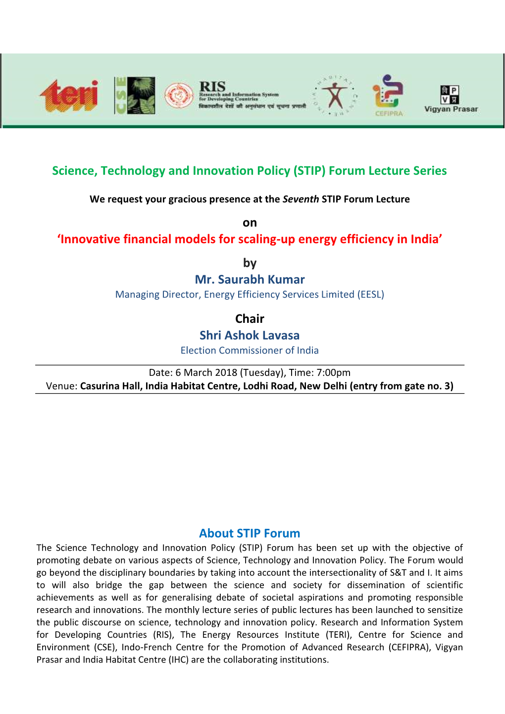 (STIP) Forum Lecture Series On