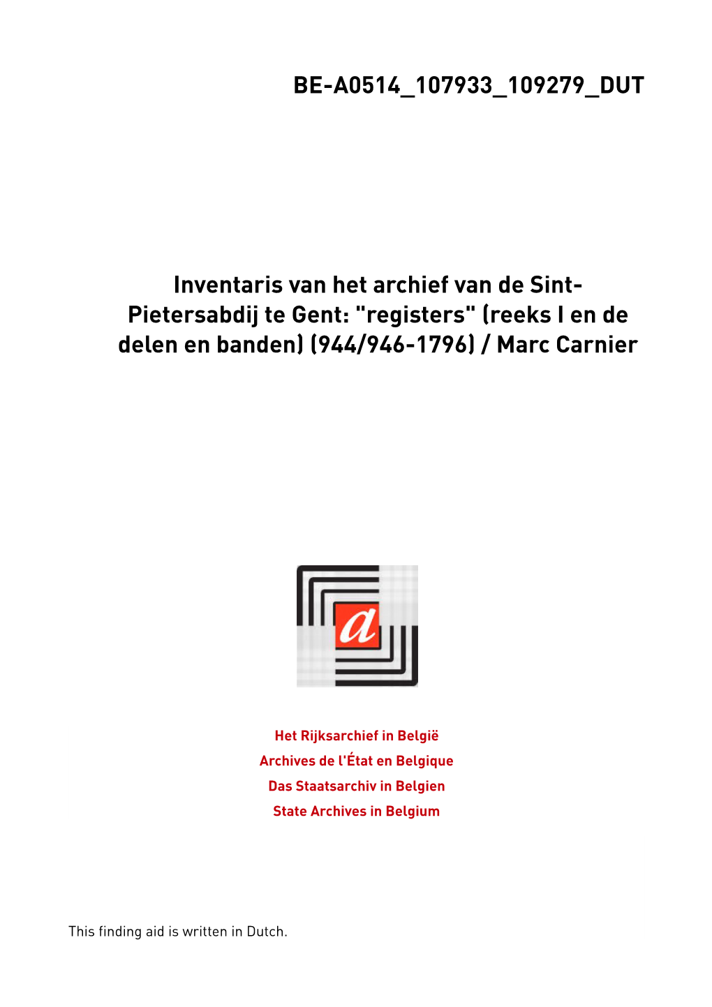 Sint-Pietersabdij. Gent. Deel I