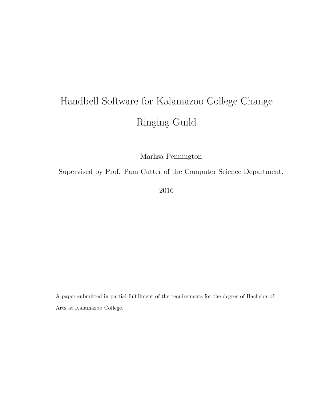 Handbell Software for Kalamazoo College Change Ringing Guild