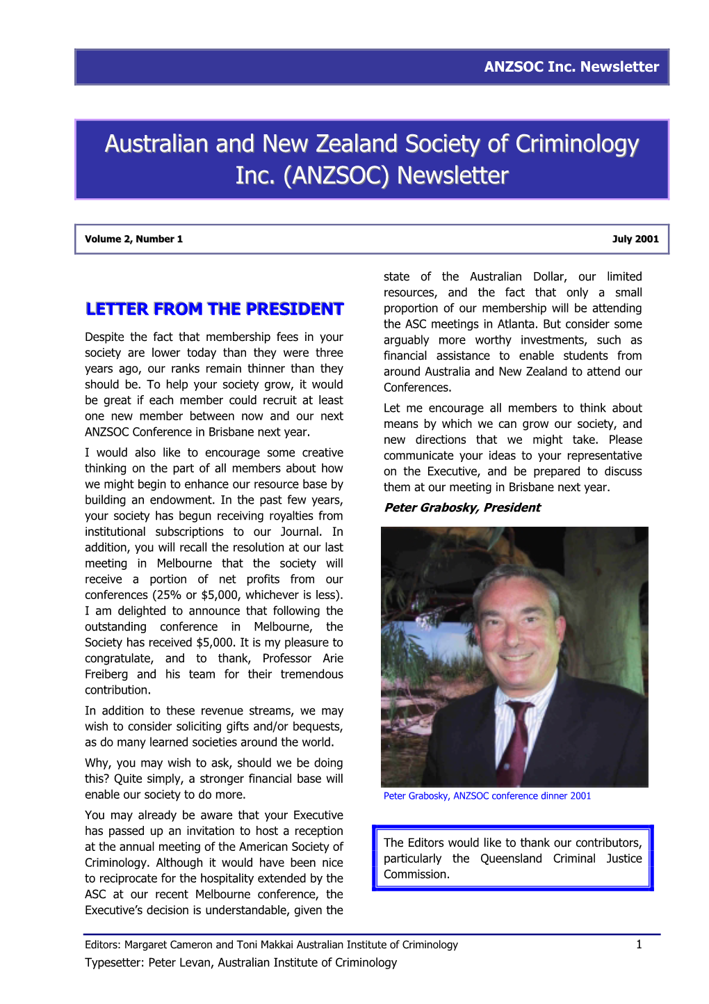 ANZSOC Inc. Newsletter #3