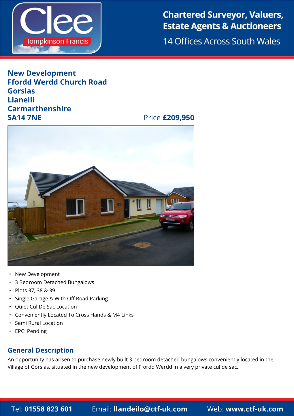 New Development Ffordd Werdd Church Road Gorslas Llanelli Carmarthenshire SA14 7NE Price £209,950