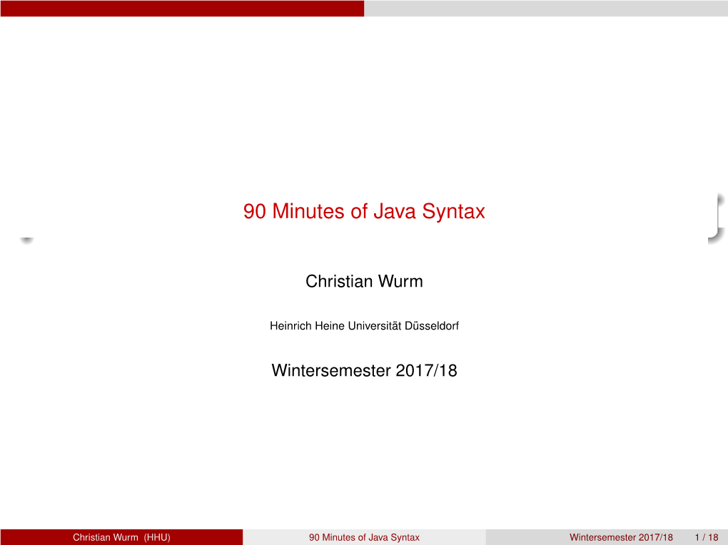 90 Minutes of Java Syntax