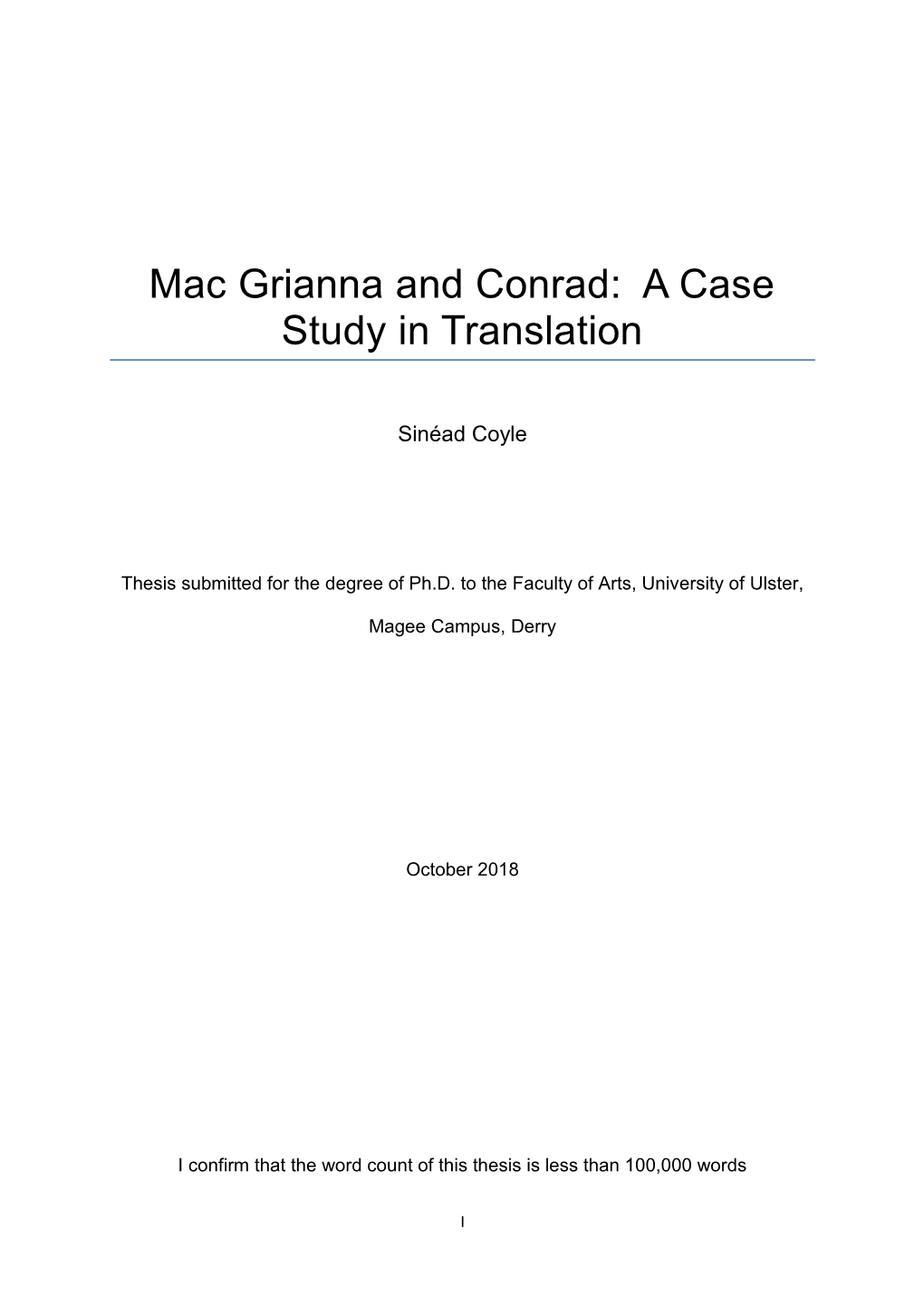 Mac Grianna and Conrad: a Case Study in Translation