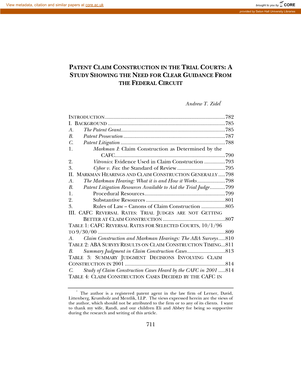 Patent Claim Construction in the Trial Courts: a Study Showing the Need for Clear Guidance from the Federal Circuit