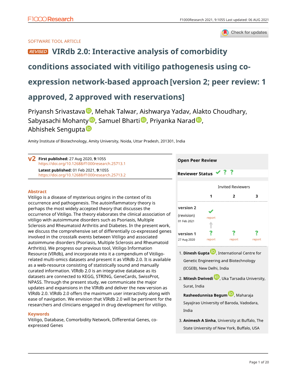 Interactive Analysis of Comorbidity Conditions Associated with Vitiligo