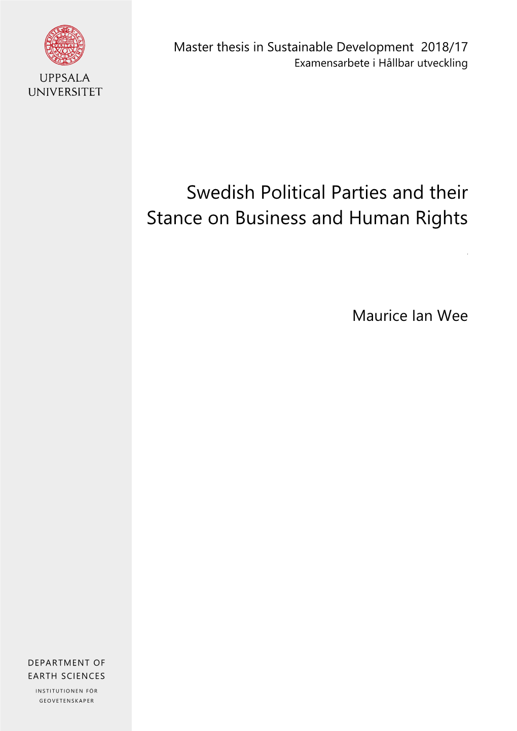 Swedish Political Parties and Their Stance on Business and Human Rights