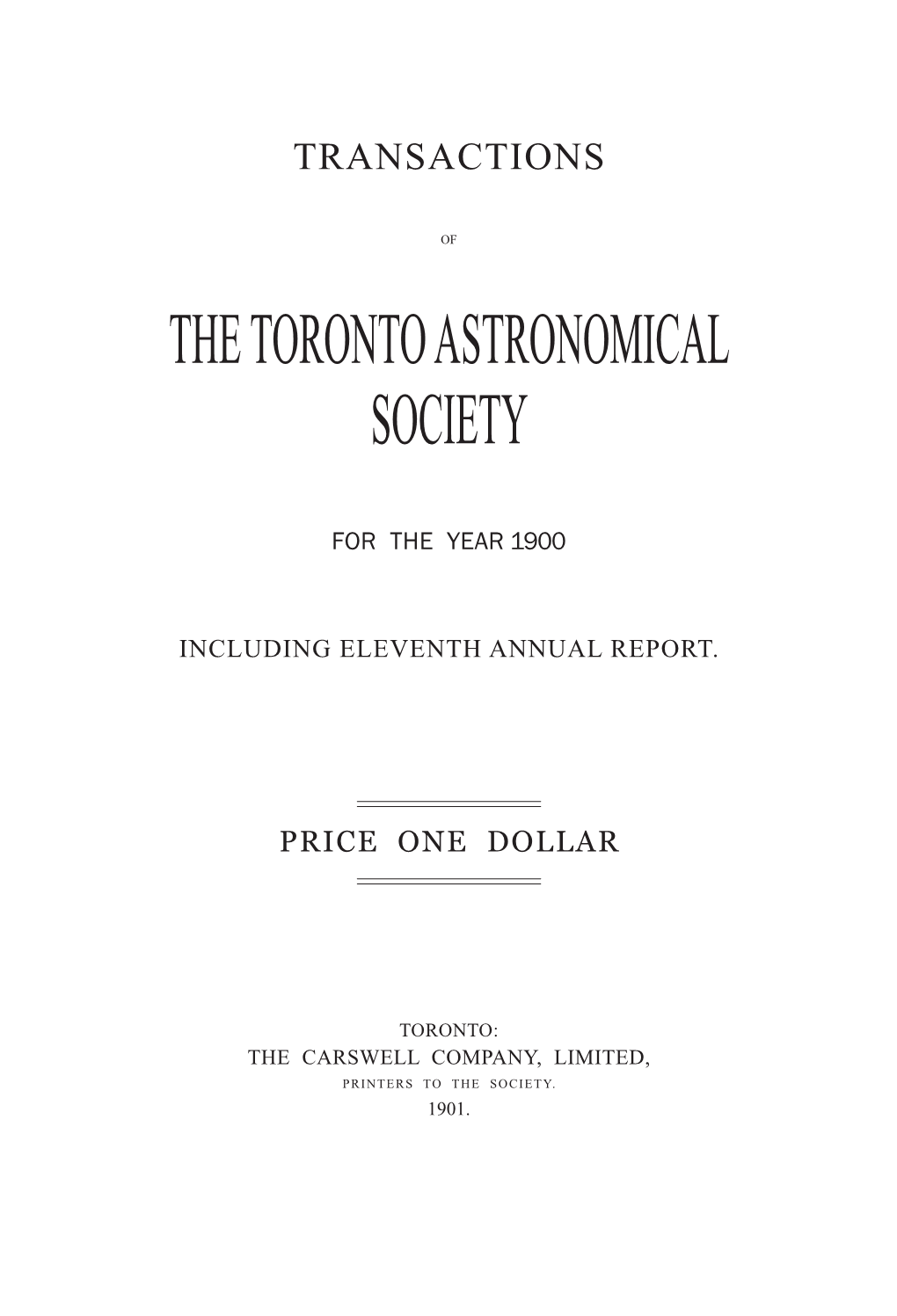 The Toronto Astronomical Society