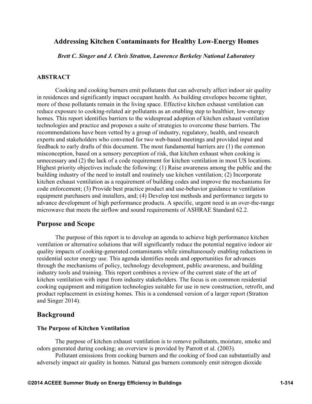 Addressing Kitchen Contaminants for Healthy Low-Energy Homes