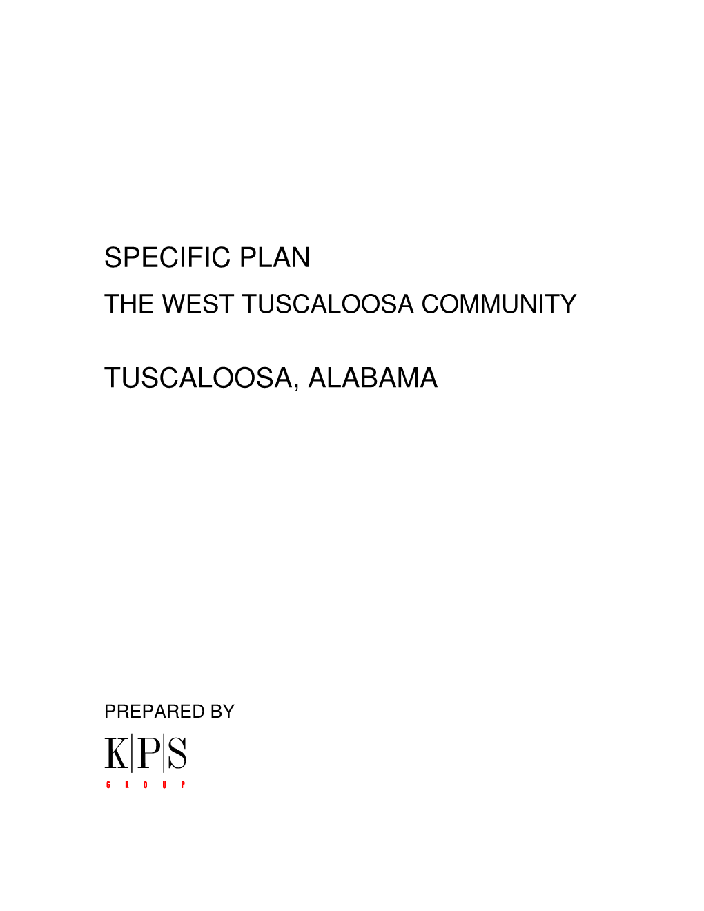 Specific Plan the West Tuscaloosa Community