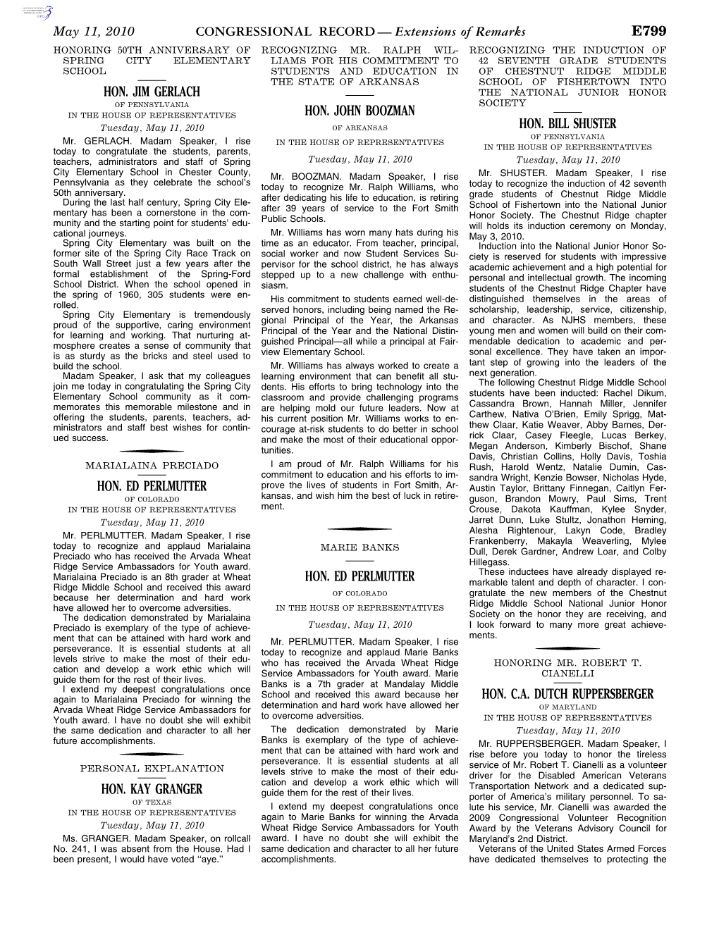 CONGRESSIONAL RECORD— Extensions of Remarks E799 HON