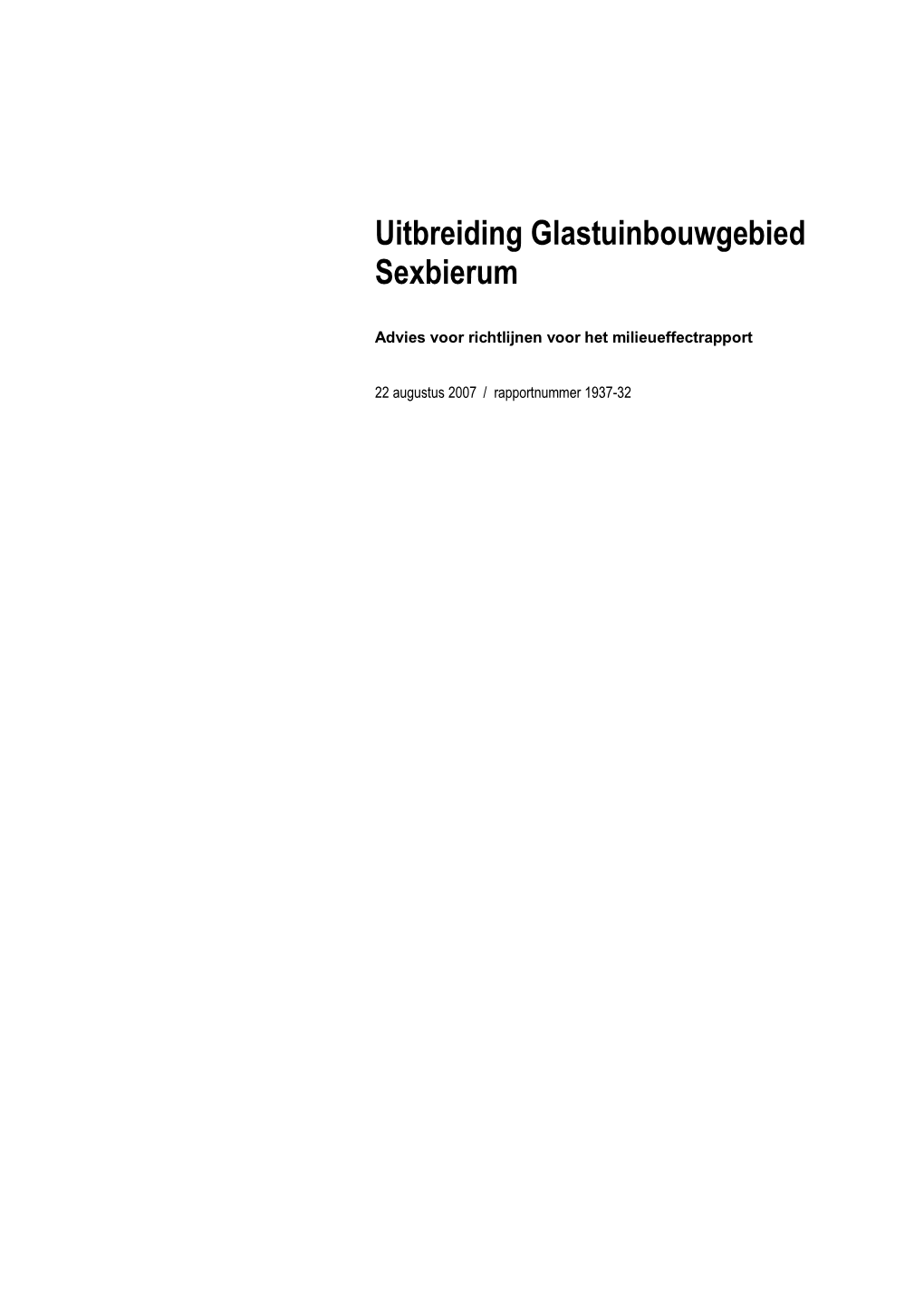 Uitbreiding Glastuinbouwgebied Sexbierum