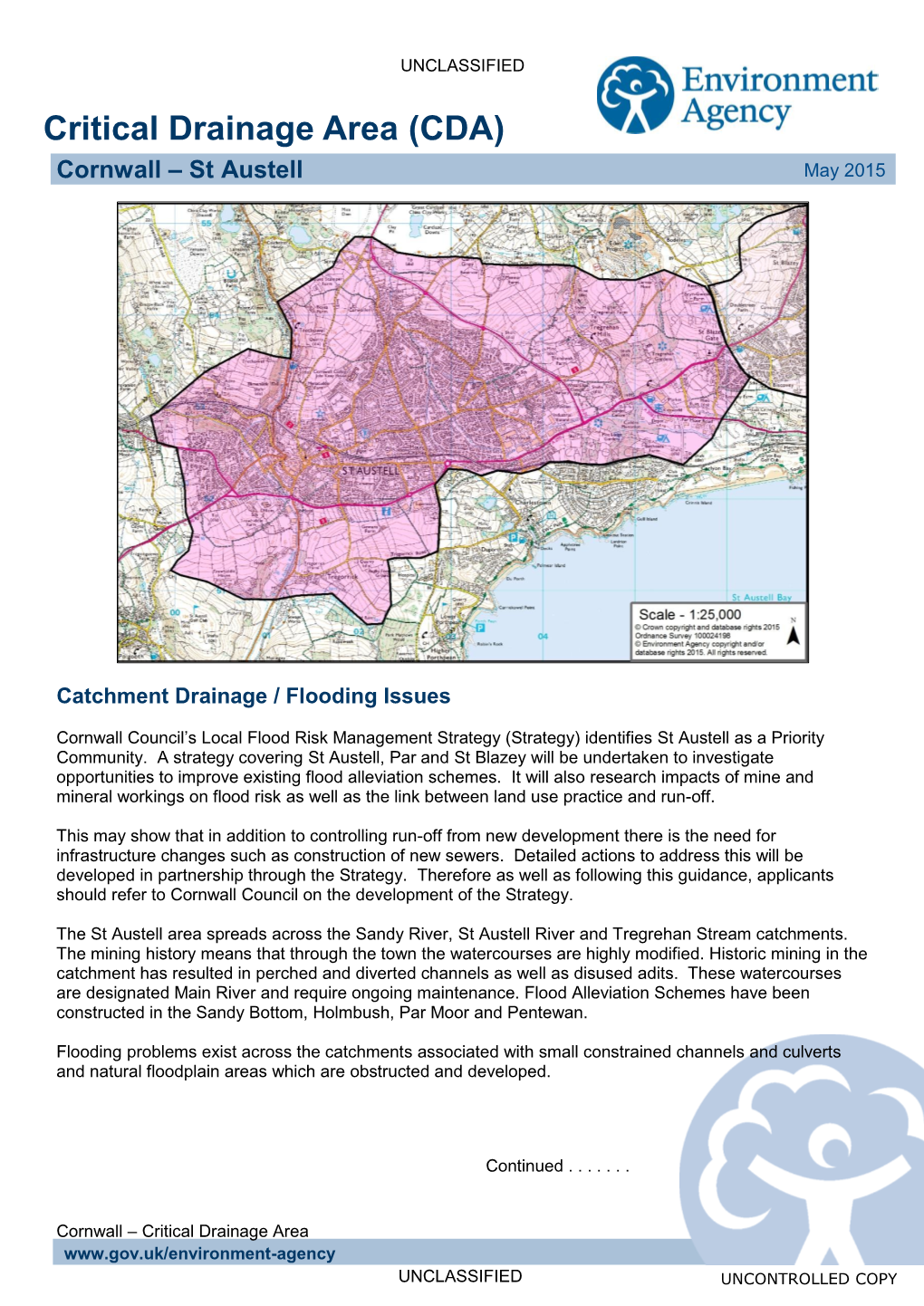 Critical Drainage Area (CDA) Cornwall – St Austell May 2015