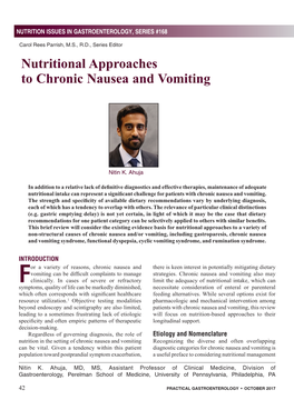 Nutritional Approaches to Chronic Nausea and Vomiting
