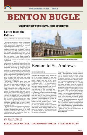 Benton to St. Andrews School and Homework