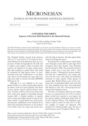CATCHING the DRIFT: Impacts of Oceanic Drift Material in the Marshall Islands
