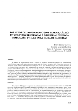 Los Altos Del Ringo Rango (Los Barrios, Cádiz): Un Complejo Residencial E Industrial De Época Romana (Ss