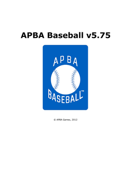APBA Baseball 5.75 Tutor