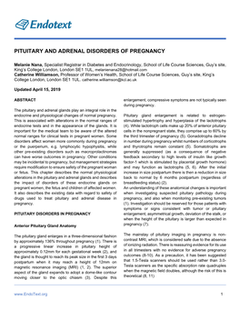 Pituitary and Adrenal Disorders of Pregnancy