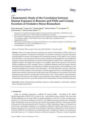 Chemometric Study of the Correlation Between Human Exposure to Benzene and Pahs and Urinary Excretion of Oxidative Stress Biomarkers