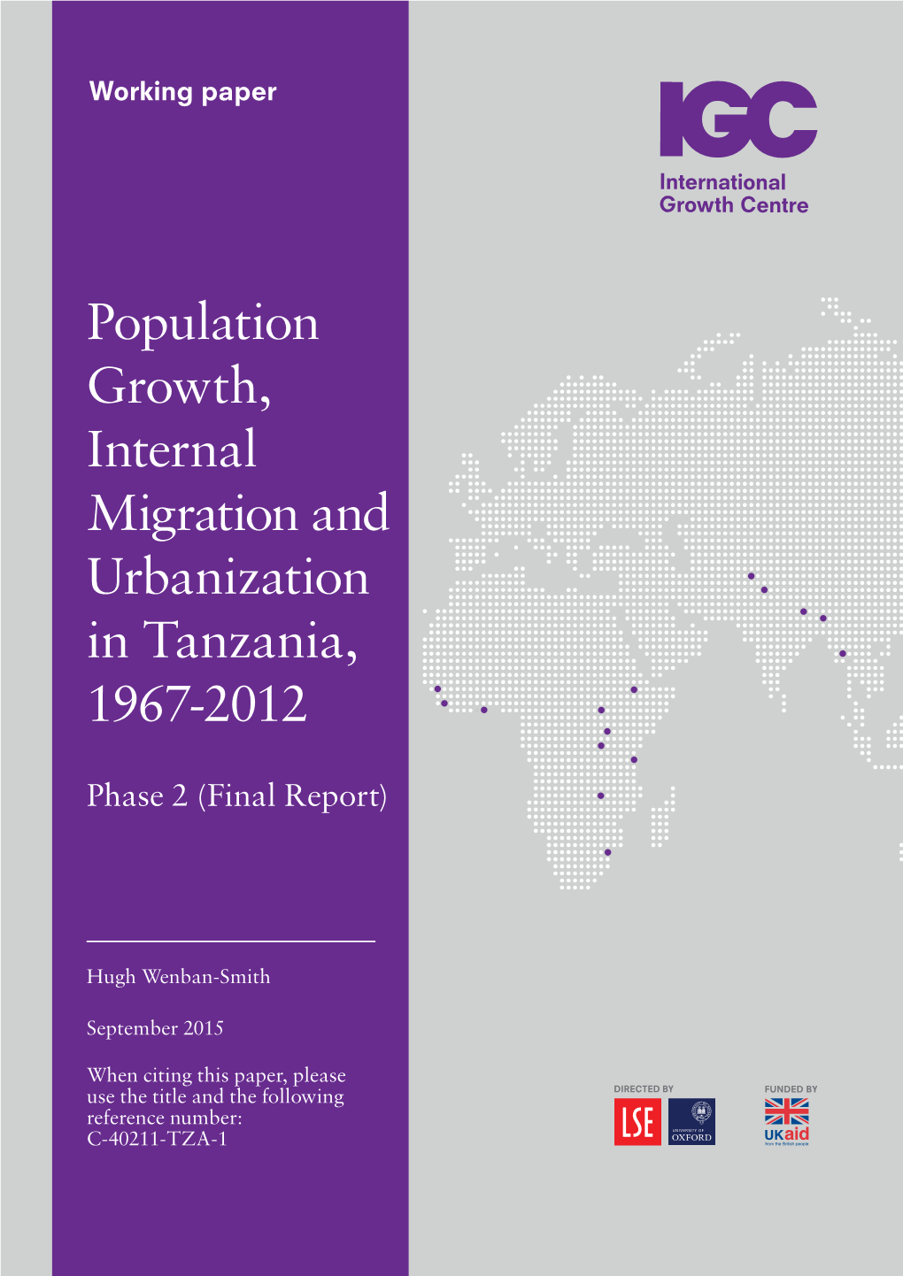 Population Growth, Internal Urbanization in Tanzania, 1967-2012
