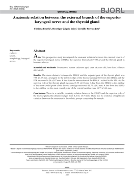 Anatomic Relation Between the External Branch of the Superior Laryngeal Nerve and the Thyroid Gland