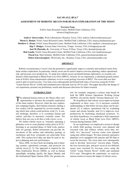 Assessment of Robotic Recon for Human Exploration of the Moon