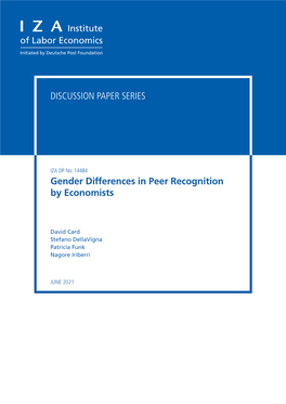 Gender Differences in Peer Recognition by Economists