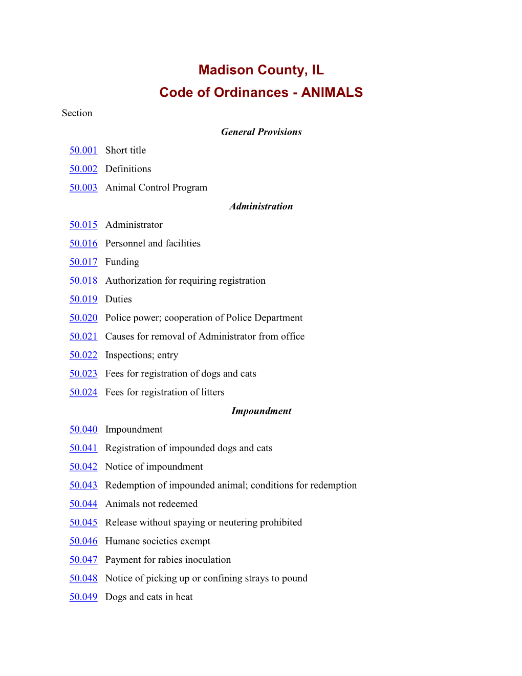 Madison County, IL Code of Ordinances