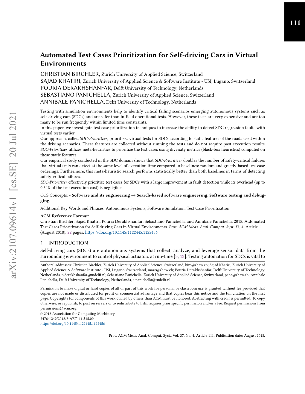 Automated Test Cases Prioritization for Self-Driving Cars in Virtual