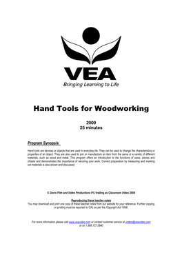 Hand Tools for Woodworking
