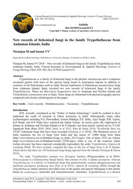 New Records of Lichenized Fungi in the Family Trypetheliaceae from Andaman Islands, India