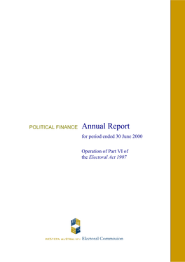 Political Finance Report 1999-2000