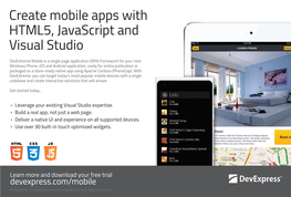 Create Mobile Apps with HTML5, Javascript and Visual Studio