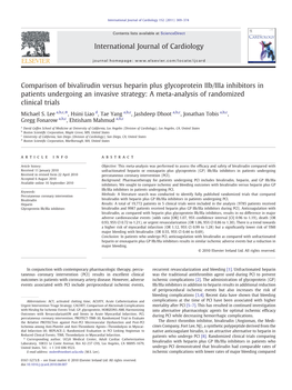 Comparison of Bivalirudin Versus Heparin Plus Glycoprotein Iib/Iiia Inhibitors in Patients Undergoing an Invasive Strategy