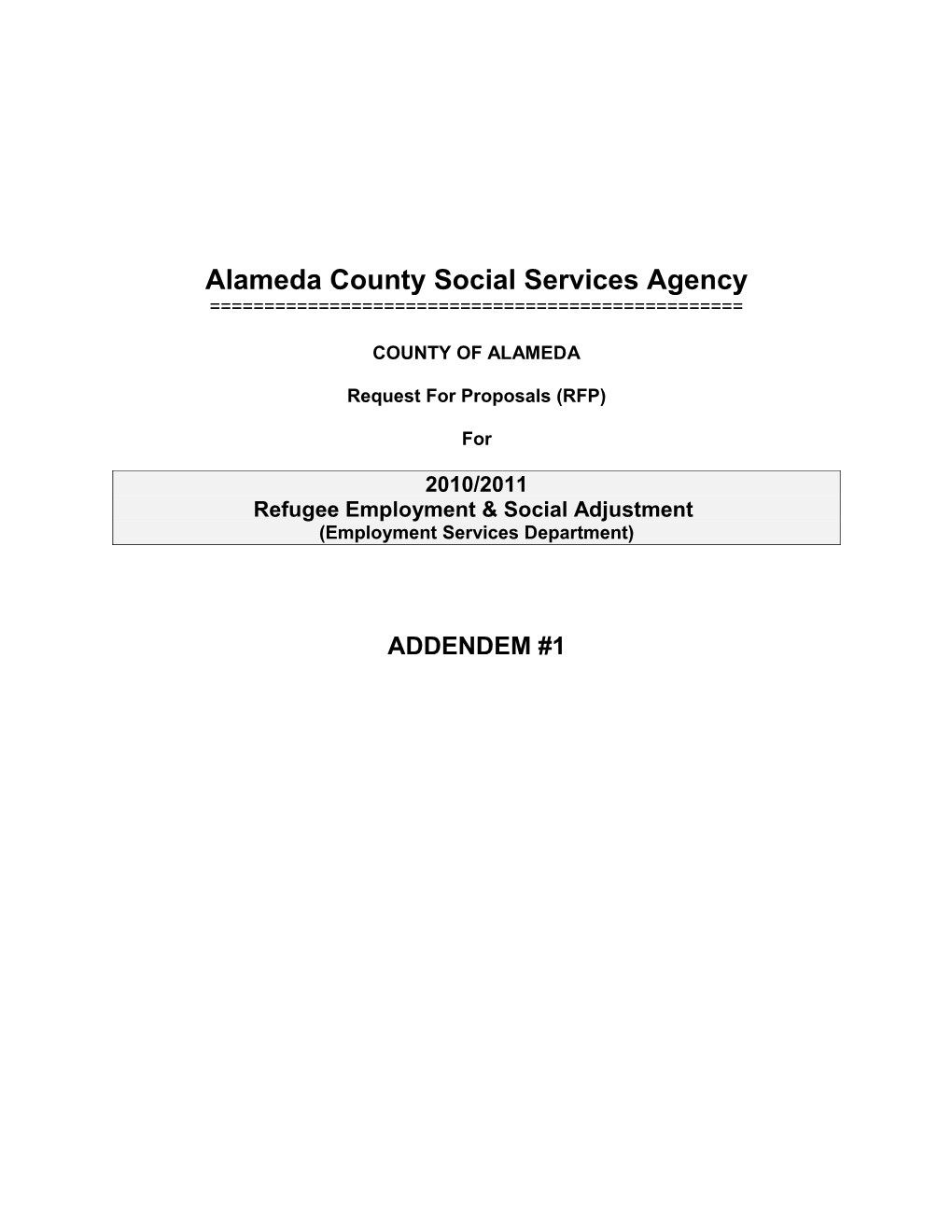 Alameda County Social Services Agency