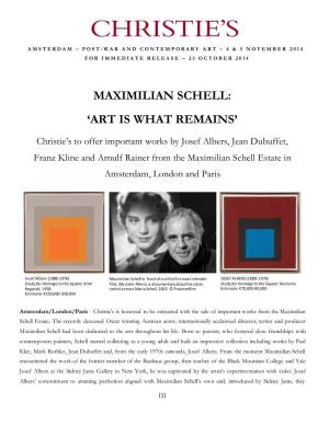 Maximilian Schell: ‘Art Is What Remains’