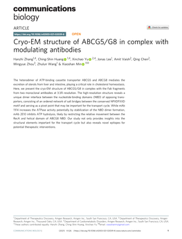Cryo-EM Structure of ABCG5/G8 in Complex with Modulating Antibodies
