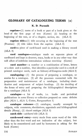 Glossary of Cataloguing Terms (2)