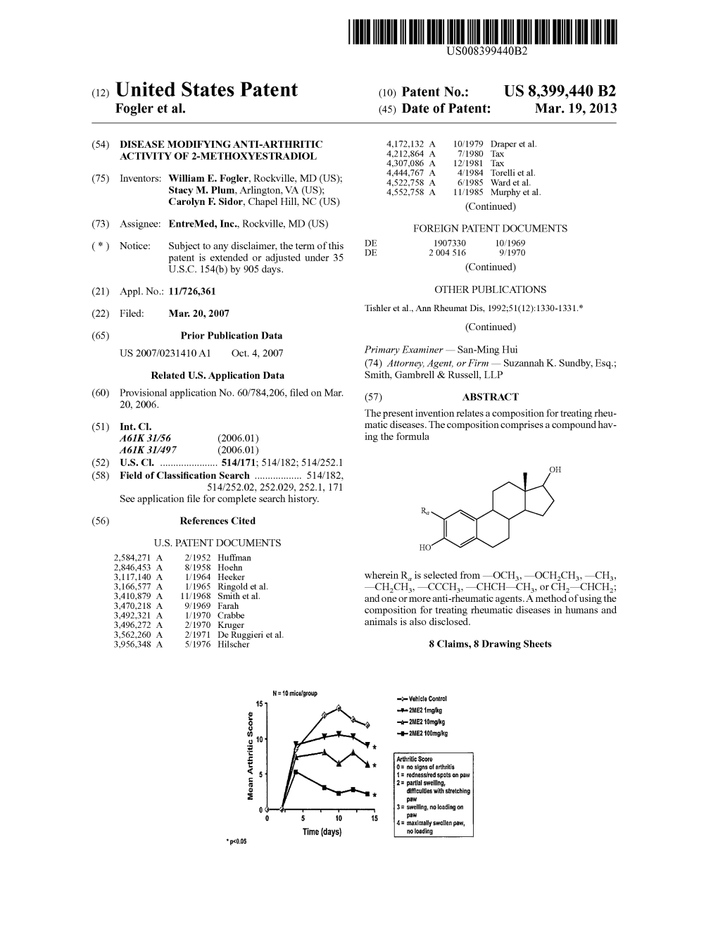 United States Patent (10) Patent No.: US 8,399.440 B2 Fogler Et Al