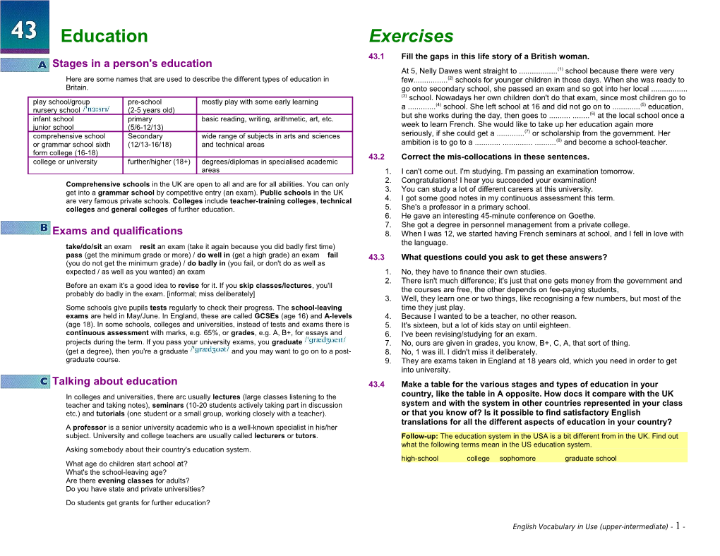 Stages in a Person's Education