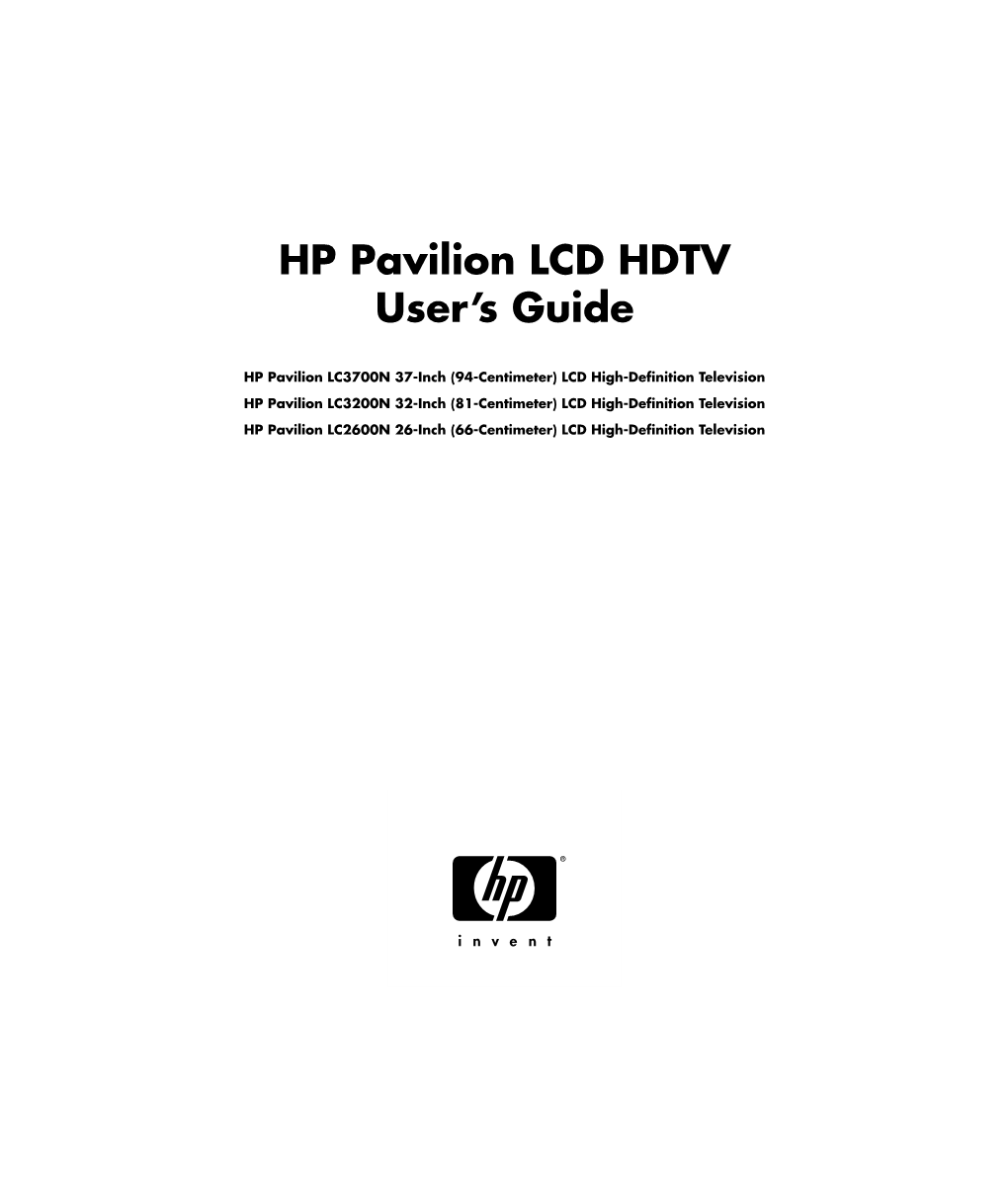 HP Pavilion LCD HDTV User's Guide