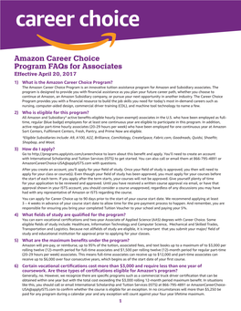 Amazon Career Choice Program Faqs for Associates