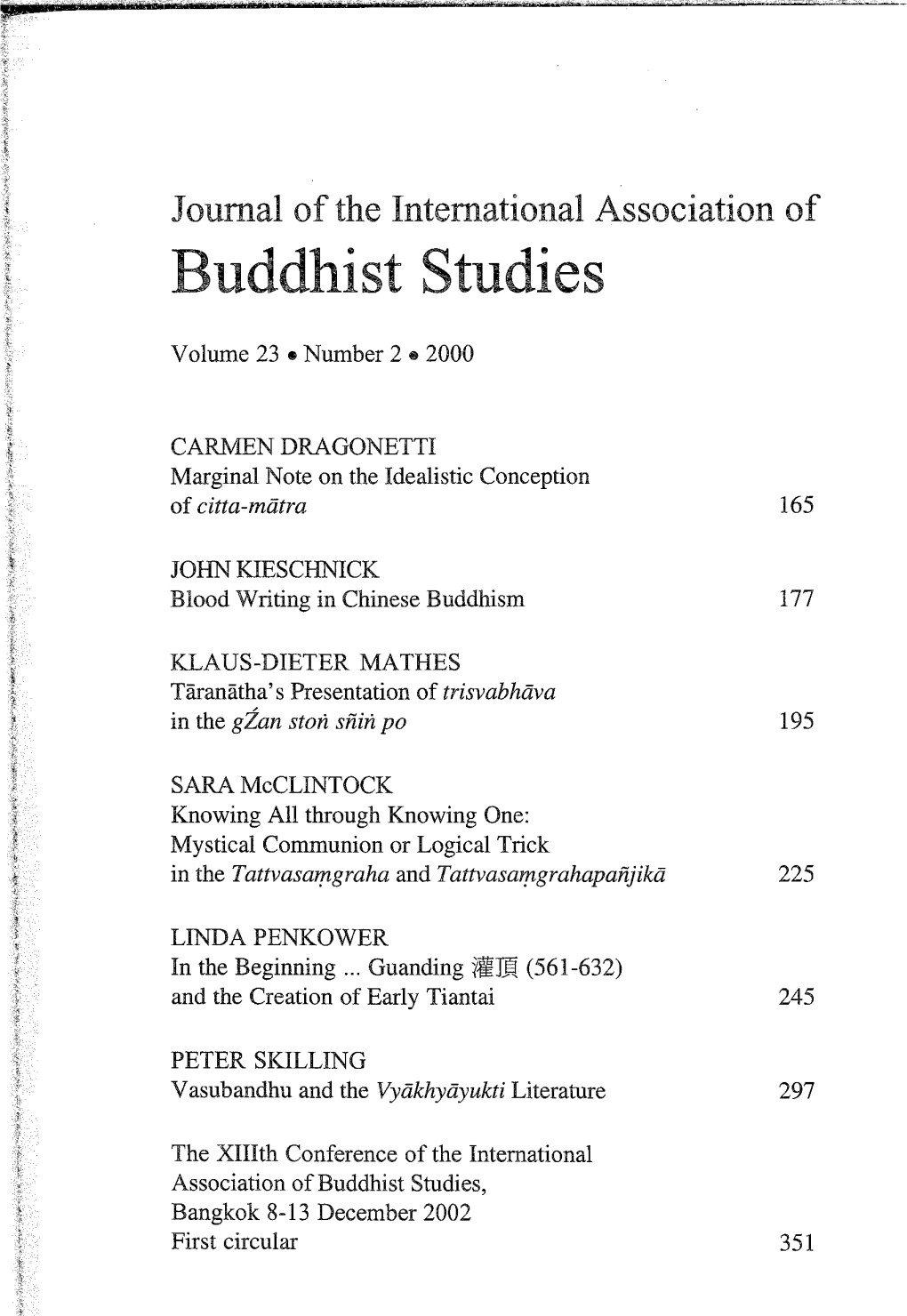 Knowing All Through Knowing One: Mystical Communion Or Logical Trick in the Tattvasamgraha and Tattvasamgrahapahjikd 225