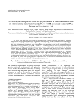 Modulatory Effect of Plasma Folate and Polymorphisms in One