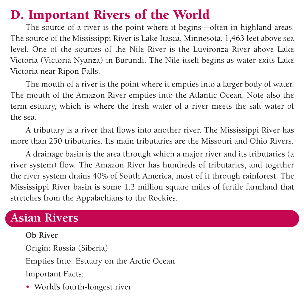 D. Important Rivers of the World Masters 18 and 19, Rivers of the the Source of a River Is the Point Where It Begins—Often in Highland Areas