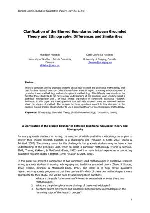 Clarification of the Blurred Boundaries Between Grounded Theory and Ethnography: Differences and Similarities