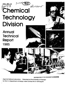 Chemical Technology Division Annual Technical Report 1985