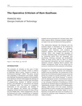 The Operative Criticism of Rem Koolhaas