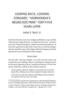 Mormonism's Negro Doctrine